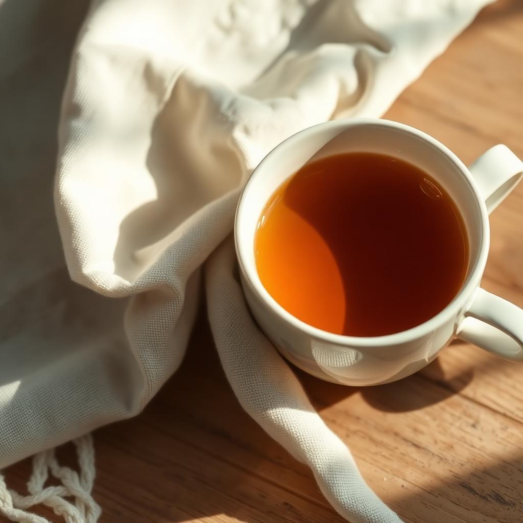A warm cup of tea on a wooden surface
